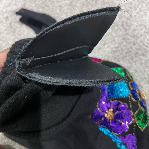 Vintage Marnie West Black Sequin Beaded Full Sleeve Wool Rabbit Hair Sweater M - Picture 9 of 9